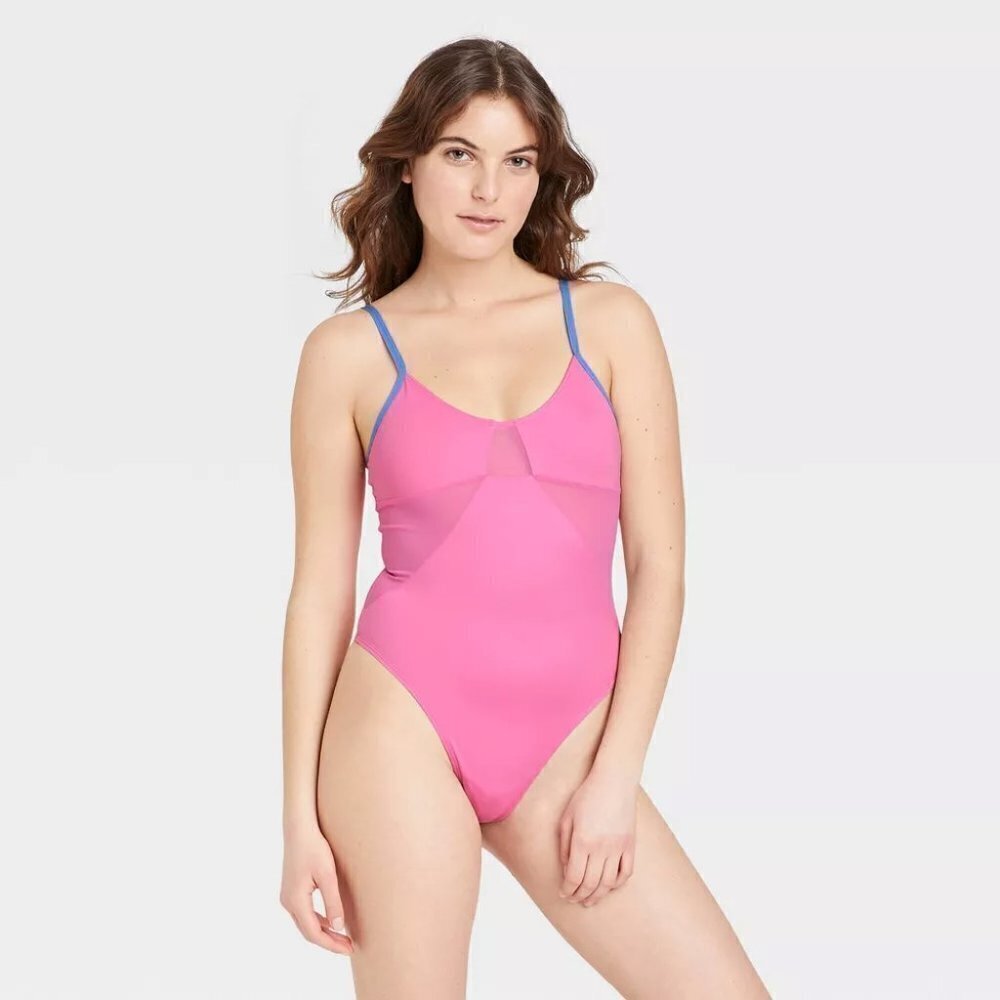 Colsie Women's Mesh Bodysuit - Pink NWT